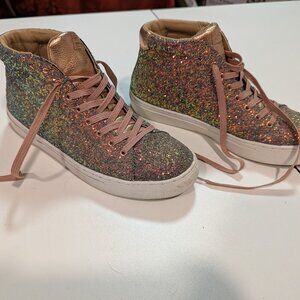 Skechers Street Hi Top Gold Silver Sparkle Sz 8